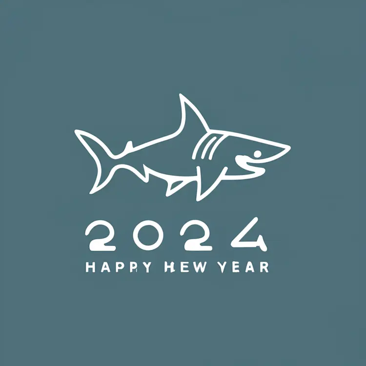 Shark Outline with 2024 Happy New Year Text