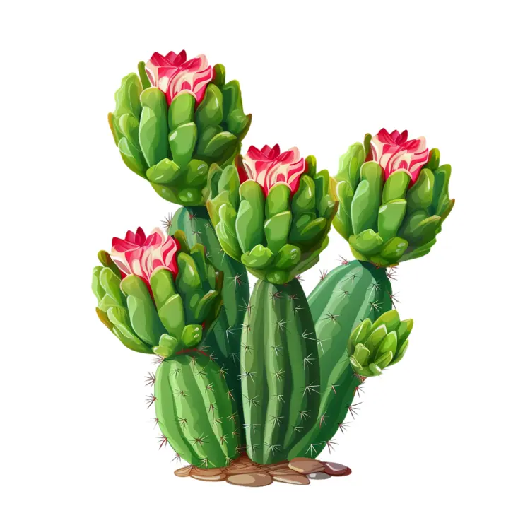 Flowering Cactus with Pink Blooms
