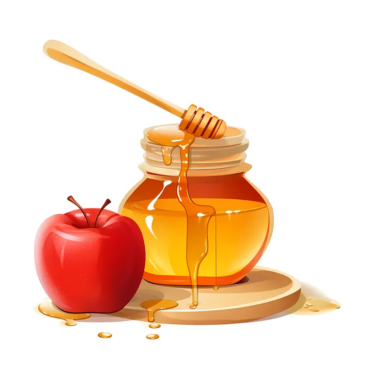 Honey Jar with Apple and Honey Dipper