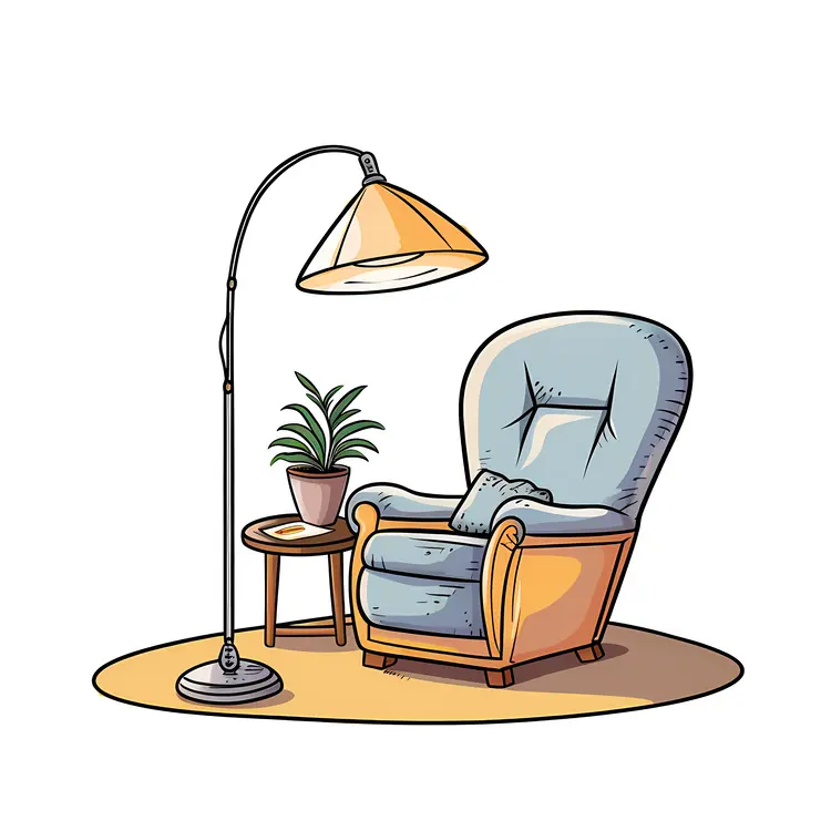 Cozy Armchair with Lamp and Side Table