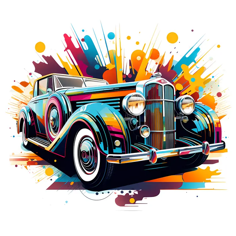 Colorful Classic Car Illustration