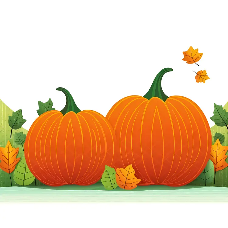 Autumn Pumpkins with Leaves