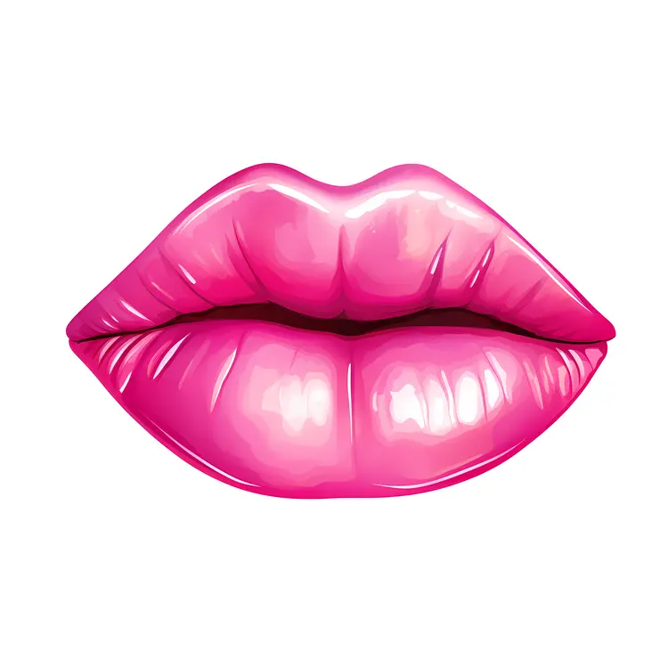 Bright Pink Lips Illustration