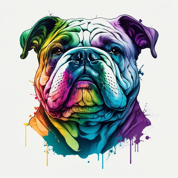 Colorful Bulldog Illustration in Vibrant Art Style