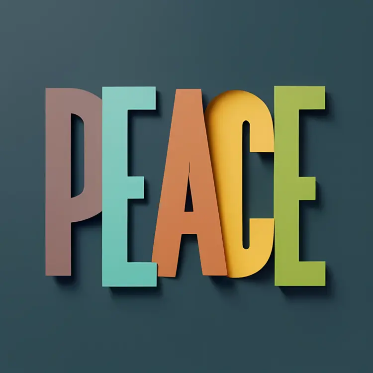 Flat Colorful Peace Typography with Shadow