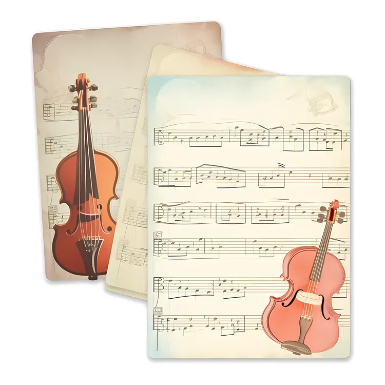 Beautiful Violin with Music Sheets