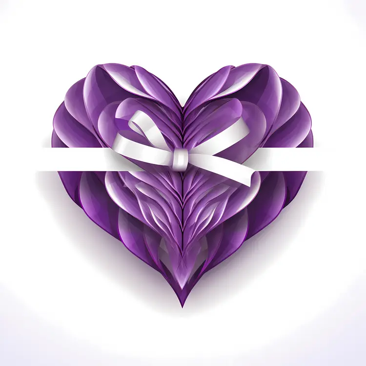 Purple Heart with Ribbon for Valentine's Day