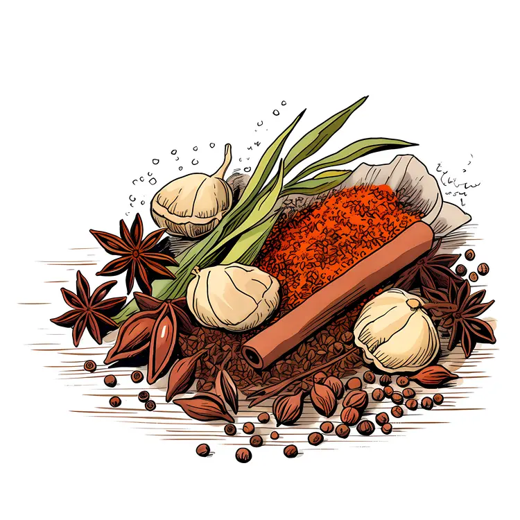 Spices and Garlic for Cooking