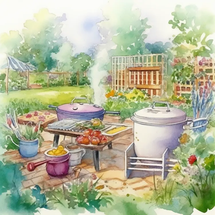 Outdoor Barbecue Grill in a Beautiful Garden