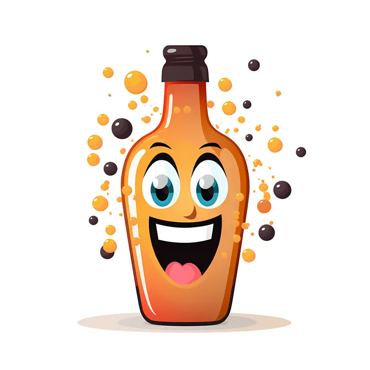 Happy Cartoon Bottle with Bubbles