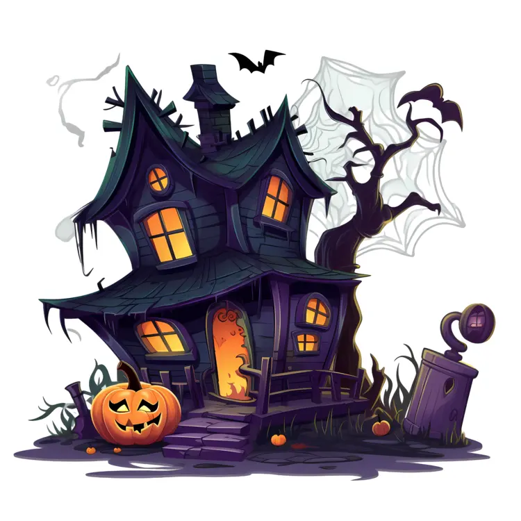 Spooky Haunted House Illustration