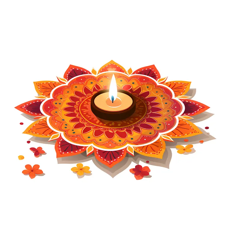 Colorful Mandala with Single Candle