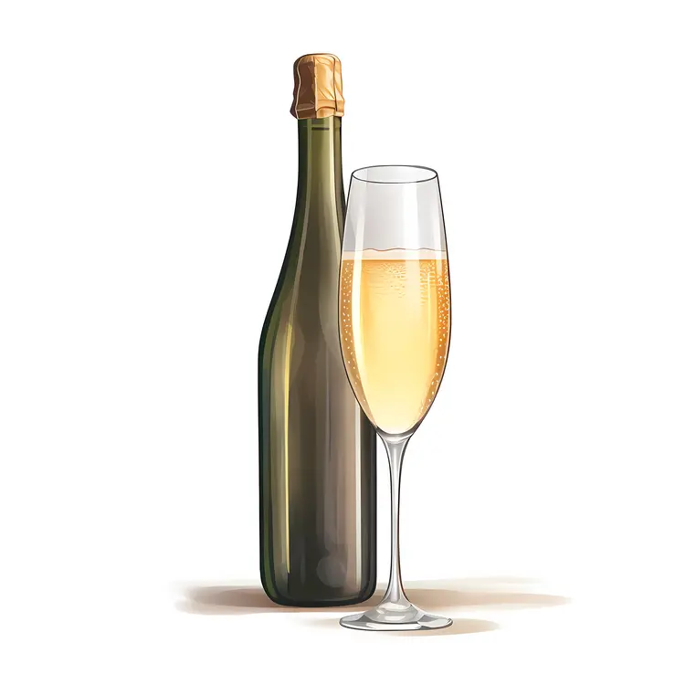 Champagne Bottle with Glass