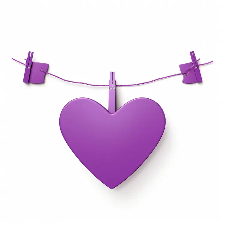 Purple Heart Hanging with Clothespins