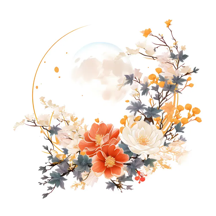 Mixed Flowers in Circular Frame