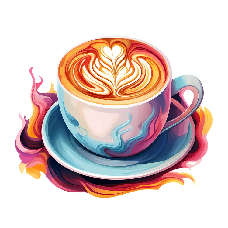 Colorful Latte Art in Vibrant Cup