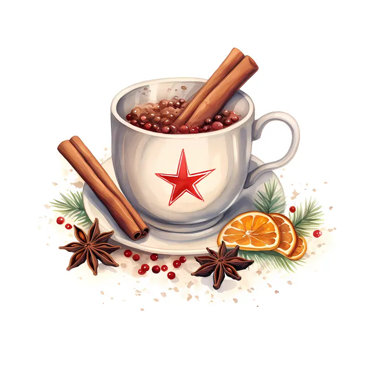 White Cup with Red Star and Christmas Spices