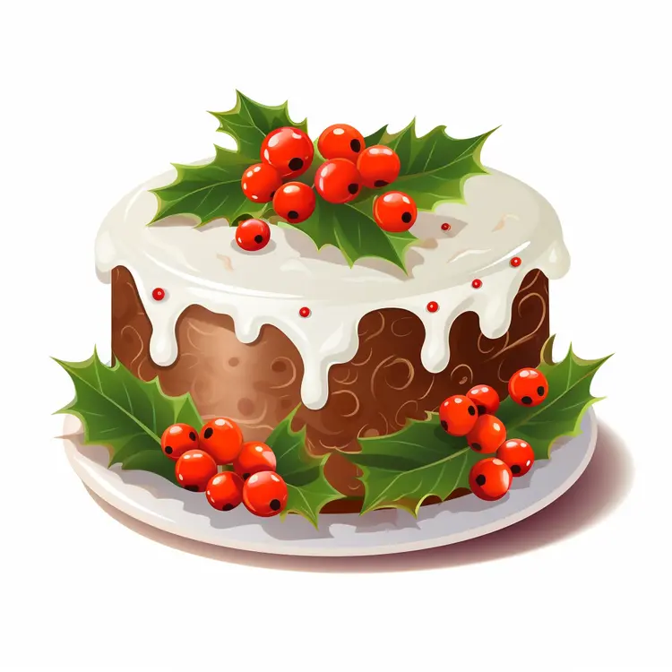 Christmas Pudding with Holly and Berries