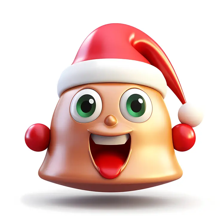 Smiling Christmas Bell with Santa Hat
