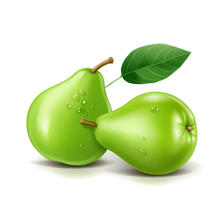 Green Pears with Water Droplets