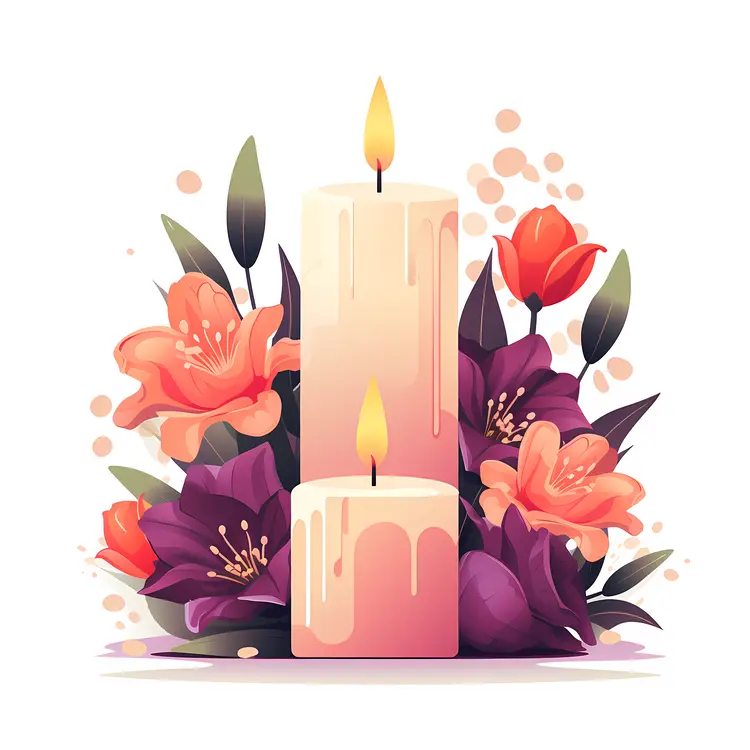 Candles and Flowers with Warm Light