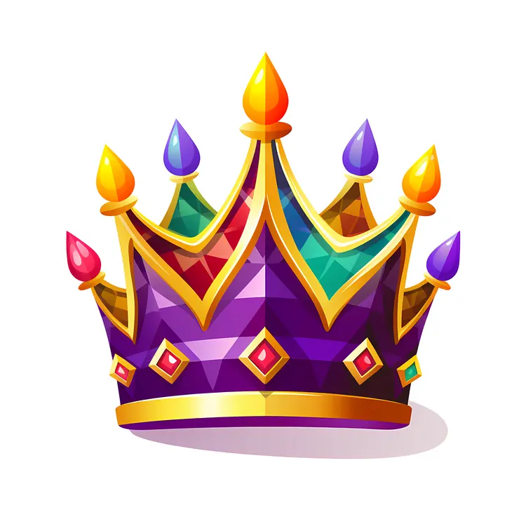 Colorful Cartoon Crown with Gems