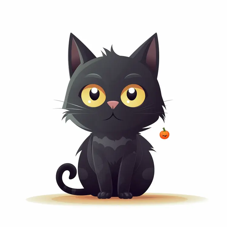 Cute Black Cat with Pumpkin for Halloween