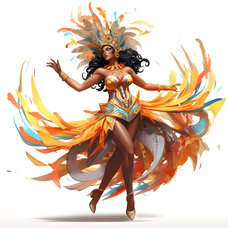 Orange Feathered Carnival Dancer