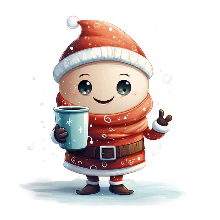 Cute Character in Santa Outfit