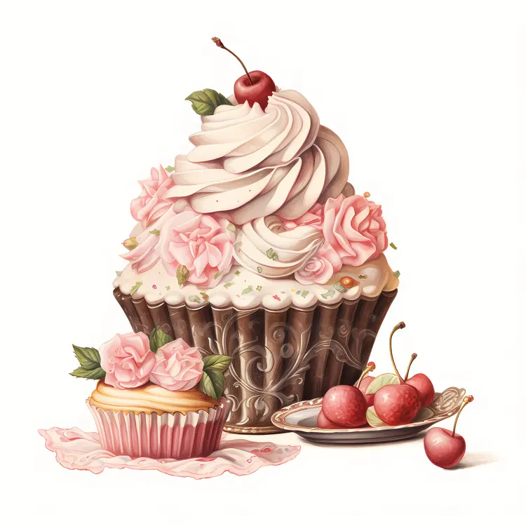 Elegant Cupcake with Cherry