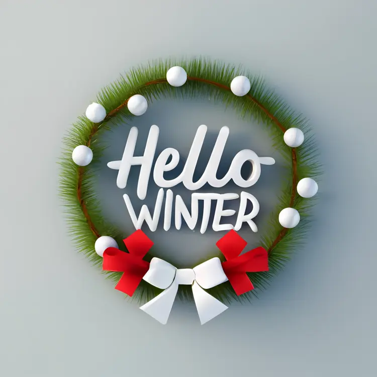 Hello Winter with Wreath and Snow