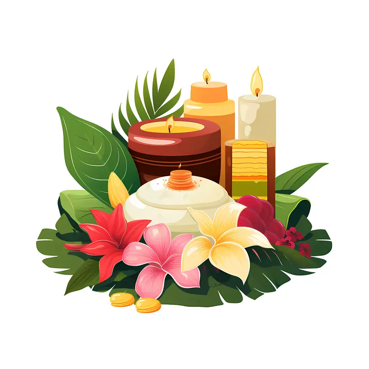 Aromatherapy Candles and Flowers for Spa