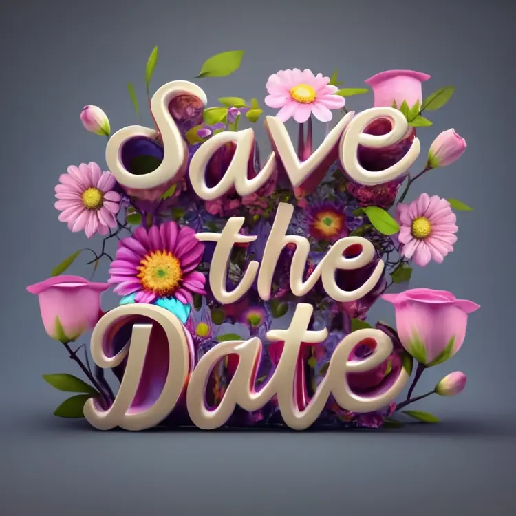 Pink Floral Save the Date