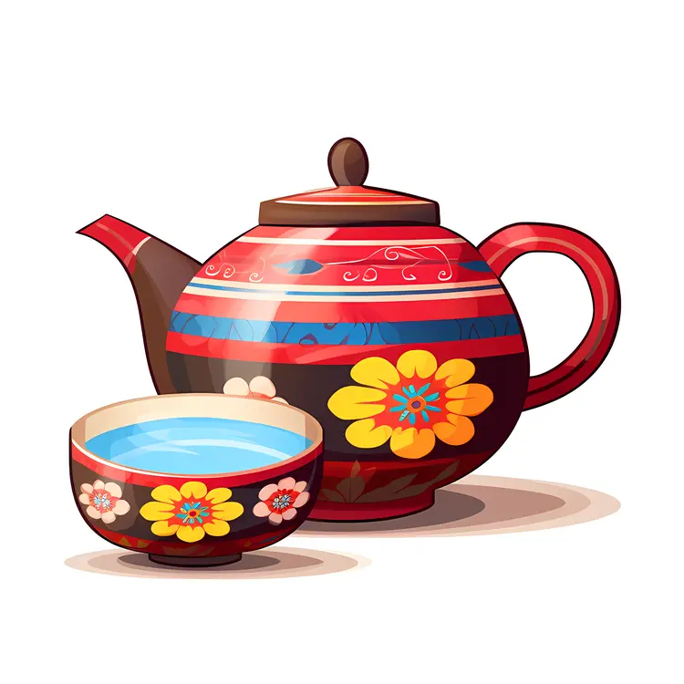 Traditional Floral Teapot and Cup