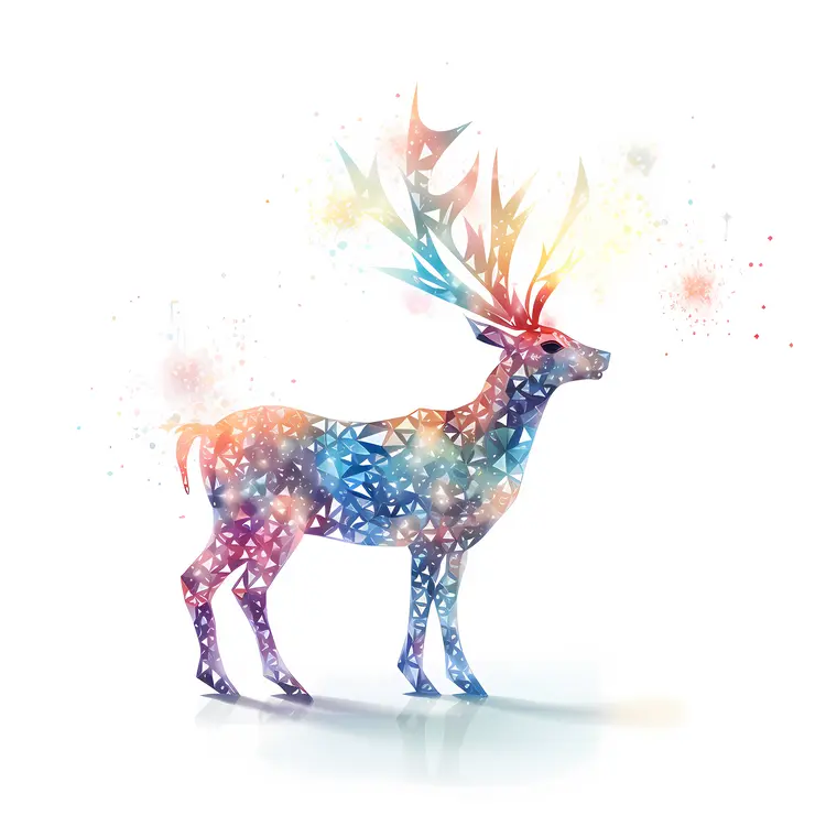 Colorful Geometric Deer with Antlers