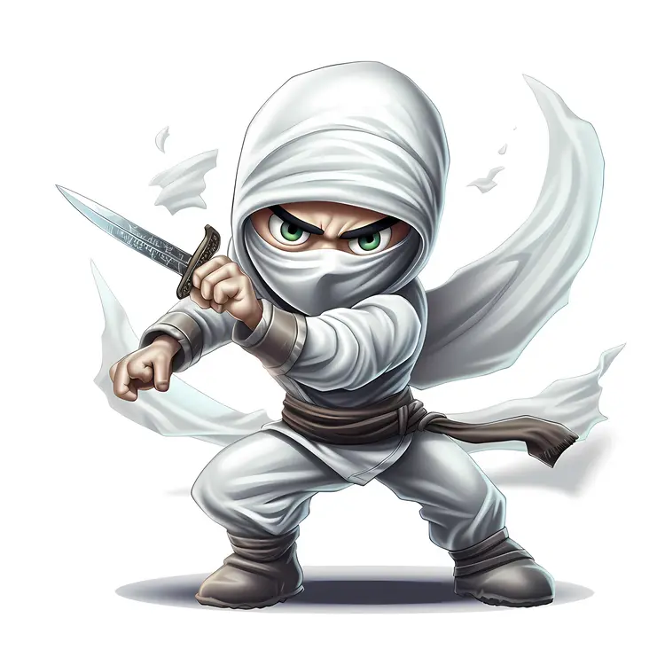 Cute White Ninja with Sword