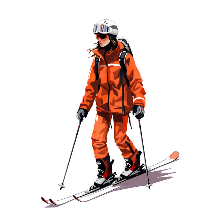 Skier in Orange Jacket