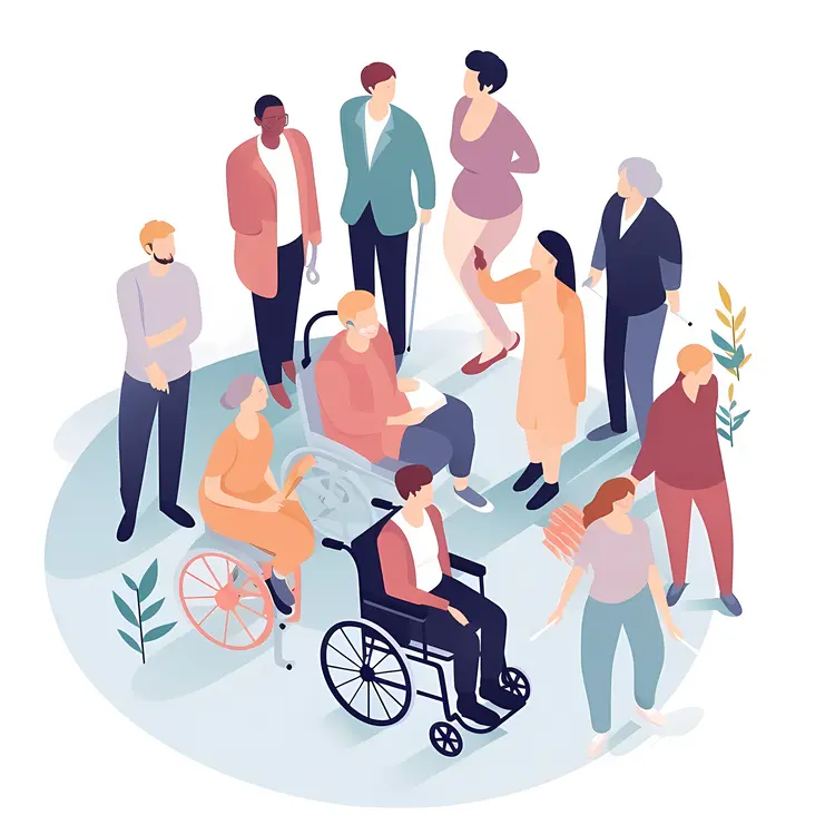 Diverse Group of People with Wheelchair
