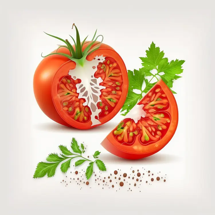 Fresh Red Tomato with Leaves