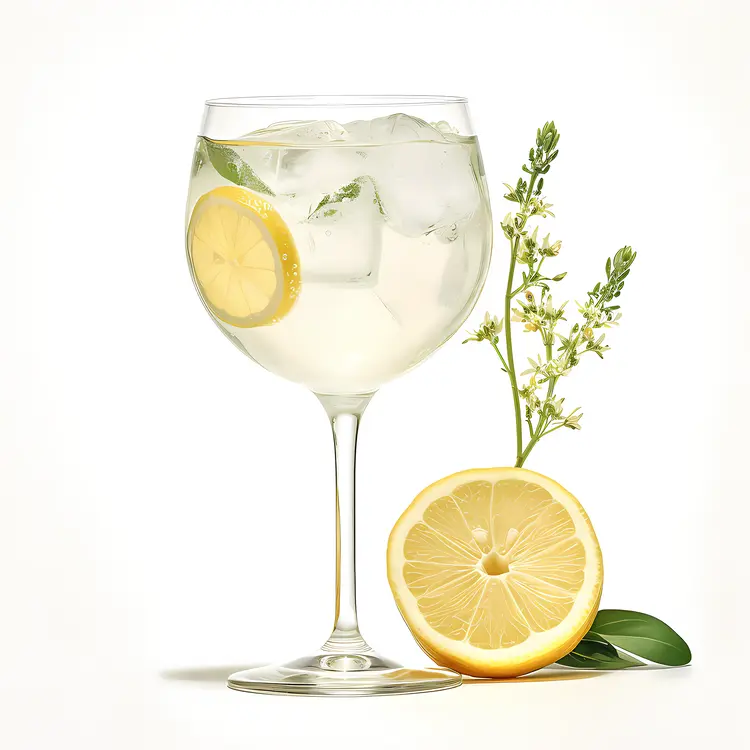 Refreshing Lemonade with Ice and Lemon Slice
