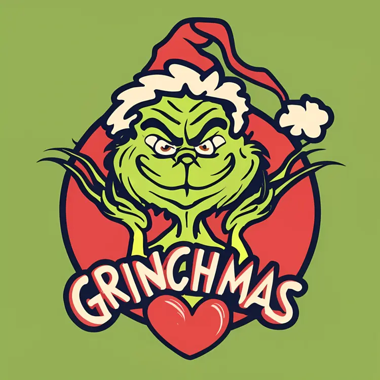 Grinchmas Logo with Santa Hat and Heart