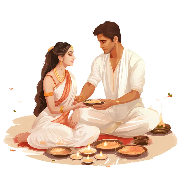Couple Performing Traditional Ceremony