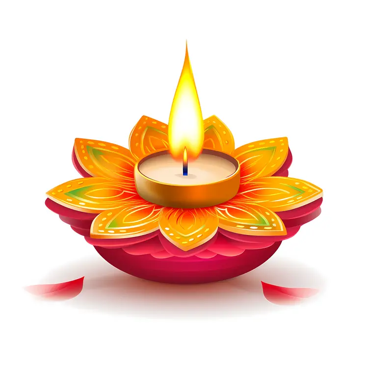Flower Candle Holder with Orange Petals