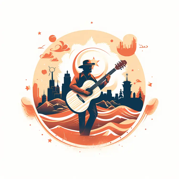 Guitarist in Urban Landscape