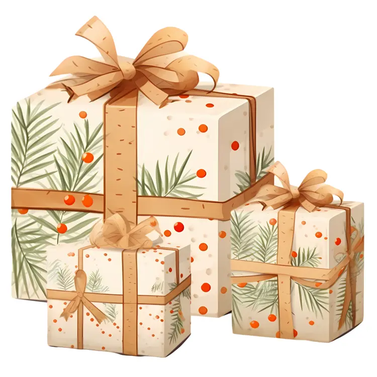 Christmas Gifts with Pine Branches