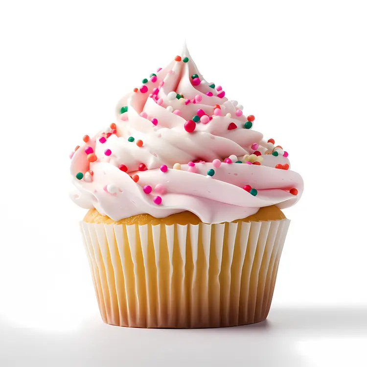 Cupcake with Pink Frosting and Sprinkles