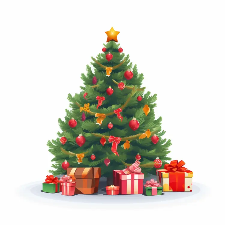 Christmas Tree with Wrapped Gifts