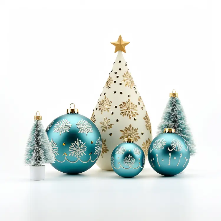 Beautiful Christmas Decorations with Trees and Ornaments