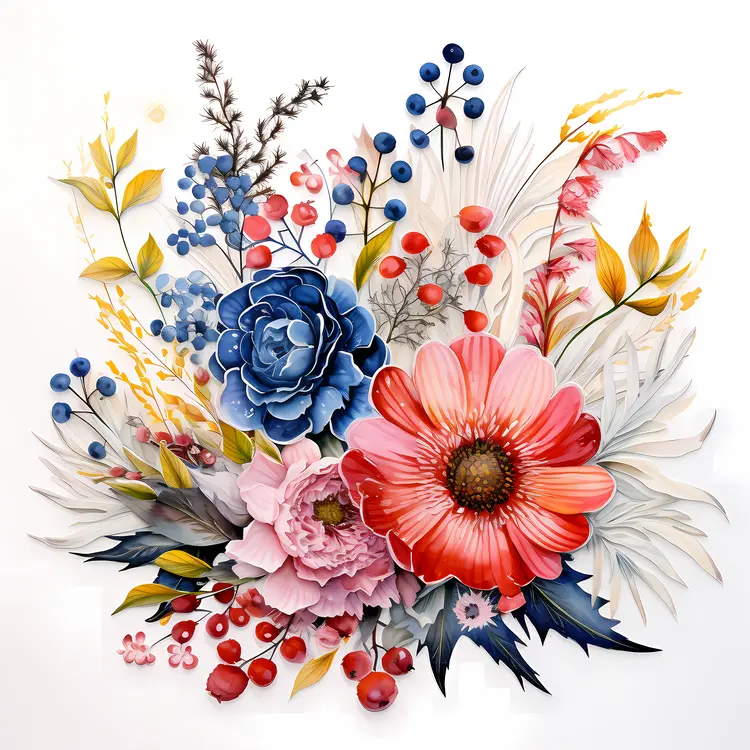 Vibrant Blue and Pink Floral Arrangement