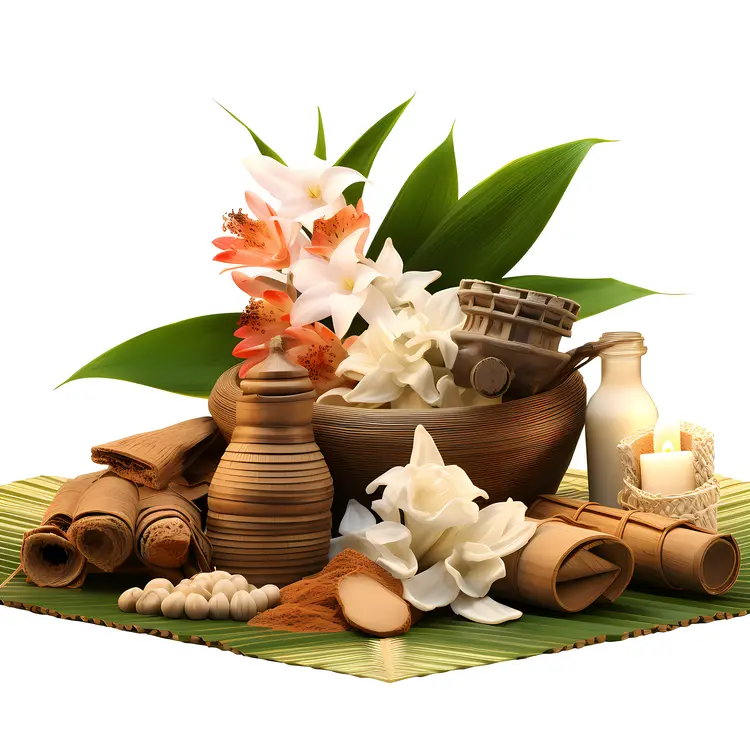 Spa Items with Candles and Flowers